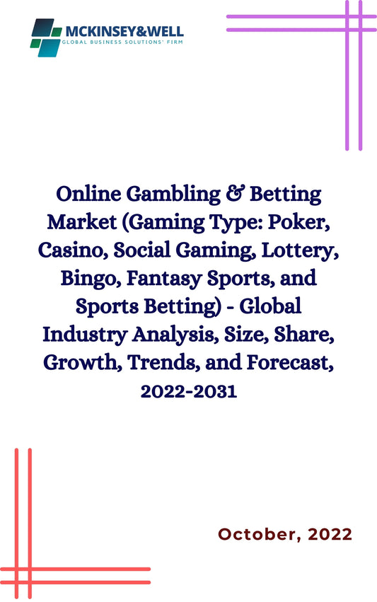 Online Gambling & Betting Market (Gaming Type: Poker, Casino, Social Gaming, Lottery, Bingo, Fantasy Sports, and Sports Betting) - Global Industry Analysis, Size, Share, Growth, Trends, and Forecast, 2022-2031