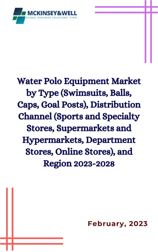 Water Polo Equipment Market by Type (Swimsuits, Balls, Caps, Goal Posts), Distribution Channel (Sports and Specialty Stores, Supermarkets and Hypermarkets, Department Stores, Online Stores), and Region 2023-2028