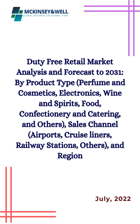 Duty Free Retail Market Analysis and Forecast to 2031: By Product Type (Perfume and Cosmetics, Electronics, Wine and Spirits, Food, Confectionery and Catering, and Others), Sales Channel (Airports, Cruise liners, Railway Stations, Others), and Region