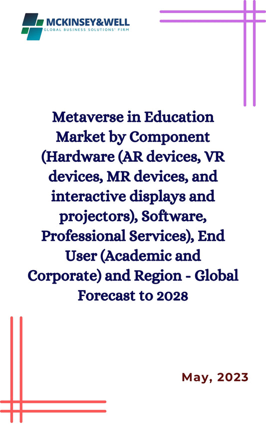 Metaverse in Education Market by Component (Hardware (AR devices, VR devices, MR devices, and interactive displays and projectors), Software, Professional Services), End User (Academic and Corporate) and Region - Global Forecast to 2028