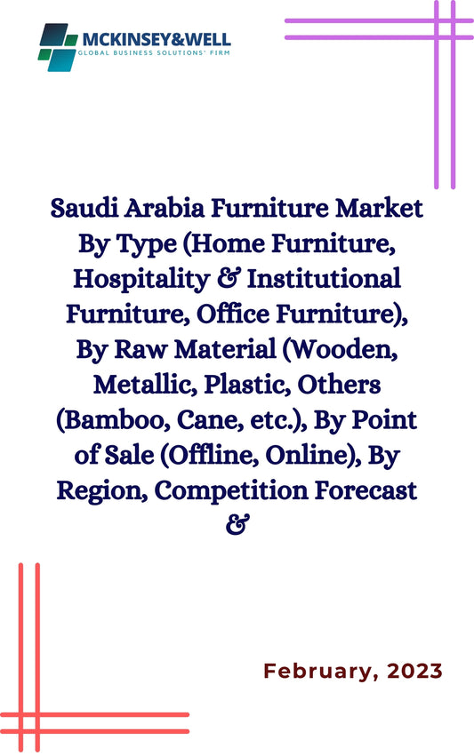 Saudi Arabia Furniture Market By Type (Home Furniture, Hospitality & Institutional Furniture, Office Furniture), By Raw Material (Wooden, Metallic, Plastic, Others (Bamboo, Cane, etc.), By Point of Sale (Offline, Online), By Region, Competition Forecast &