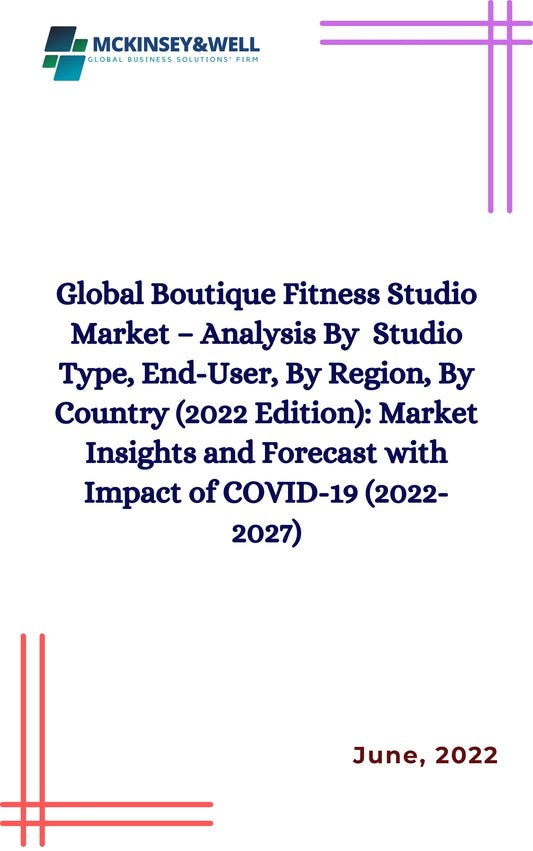 Global Boutique Fitness Studio Market – Analysis By  Studio Type, End-User, By Region, By Country (2022 Edition): Market Insights and Forecast with Impact of COVID-19 (2022-2027)