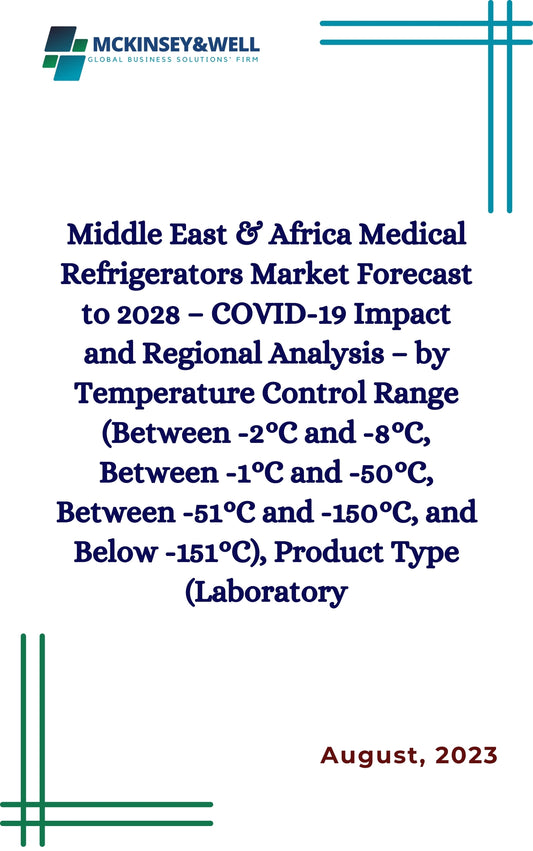 Middle East & Africa Medical Refrigerators Market Forecast to 2028 – COVID-19 Impact and Regional Analysis – by Temperature Control Range (Between -2°C and -8°C, Between -1°C and -50°C, Between -51°C and -150°C, and Below -151°C), Product Type (Laboratory