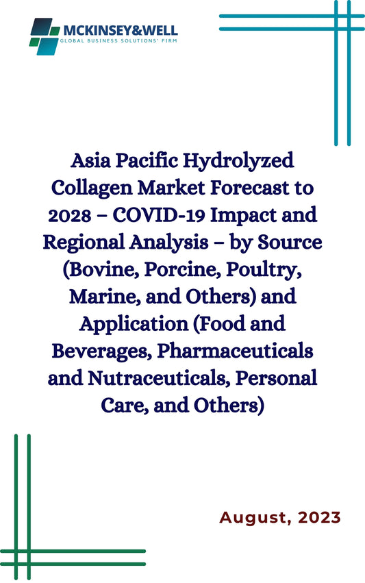 Asia Pacific Hydrolyzed Collagen Market Forecast to 2028 – COVID-19 Impact and Regional Analysis – by Source (Bovine, Porcine, Poultry, Marine, and Others) and Application (Food and Beverages, Pharmaceuticals and Nutraceuticals, Personal Care, and Others)