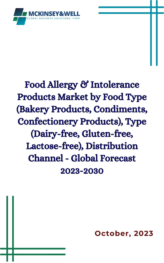 Food Allergy & Intolerance Products Market by Food Type (Bakery Products, Condiments, Confectionery Products), Type (Dairy-free, Gluten-free, Lactose-free), Distribution Channel - Global Forecast 2023-2030