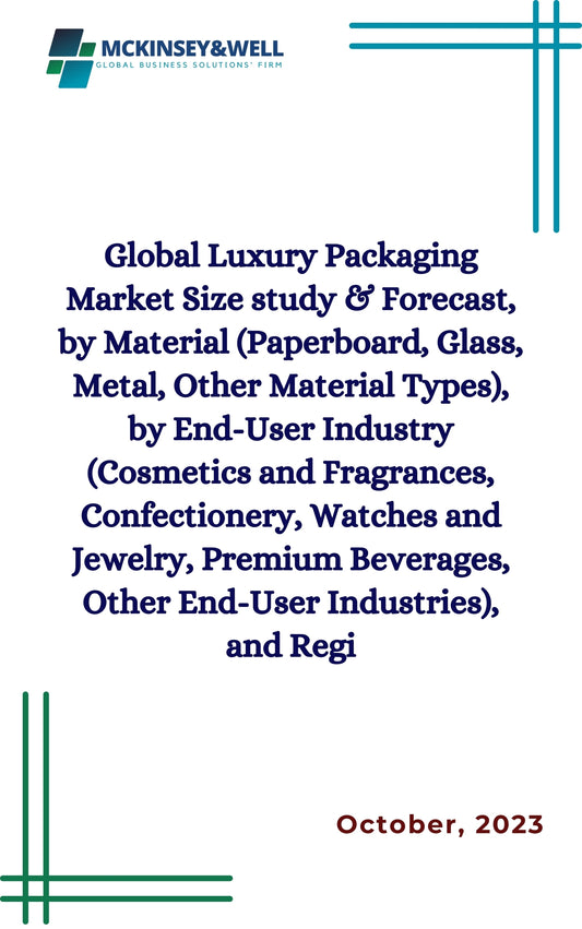 Global Luxury Packaging Market Size study & Forecast, by Material (Paperboard, Glass, Metal, Other Material Types), by End-User Industry (Cosmetics and Fragrances, Confectionery, Watches and Jewelry, Premium Beverages, Other End-User Industries), and Regi