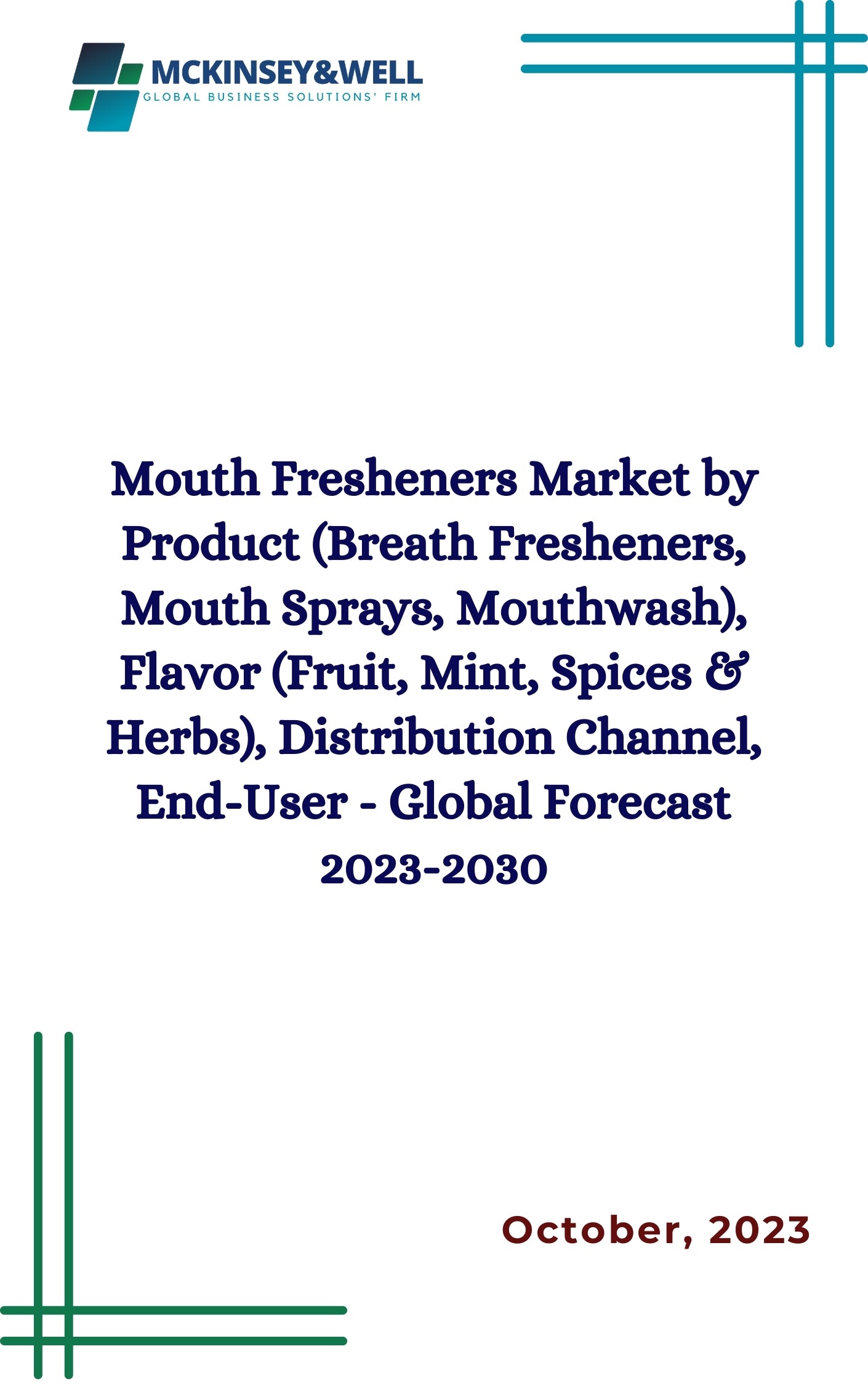 Mouth Fresheners Market by Product (Breath Fresheners, Mouth Sprays, Mouthwash), Flavor (Fruit, Mint, Spices & Herbs), Distribution Channel, End-User - Global Forecast 2023-2030