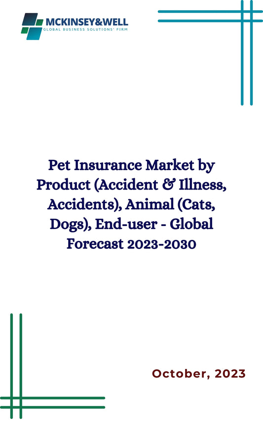 Pet Insurance Market by Product (Accident & Illness, Accidents), Animal (Cats, Dogs), End-user - Global Forecast 2023-2030