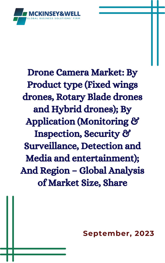 Drone Camera Market: By Product type (Fixed wings drones, Rotary Blade drones and Hybrid drones); By Application (Monitoring & Inspection, Security & Surveillance, Detection and Media and entertainment); And Region – Global Analysis of Market Size, Share