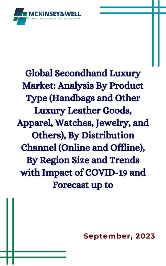 Global Secondhand Luxury Market: Analysis By Product Type (Handbags and Other Luxury Leather Goods, Apparel, Watches, Jewelry, and Others), By Distribution Channel (Online and Offline), By Region Size and Trends with Impact of COVID-19 and Forecast up to