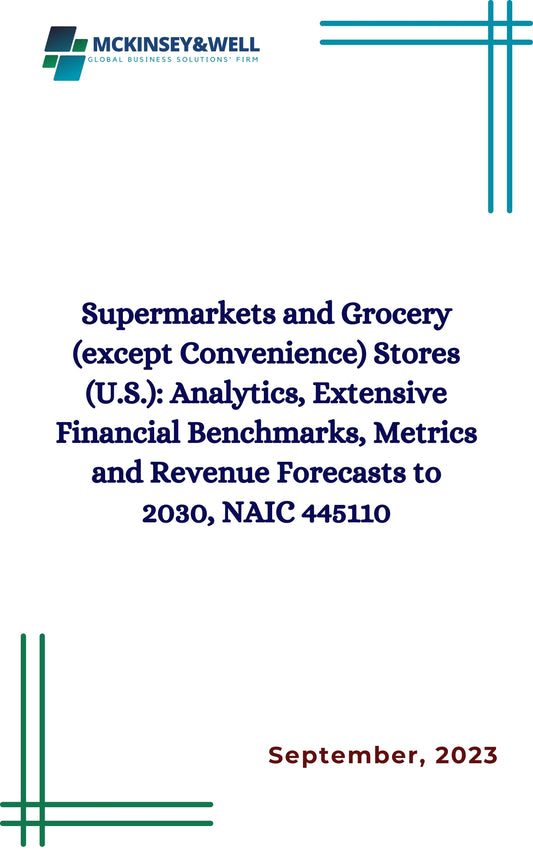 Supermarkets and Grocery (except Convenience) Stores (U.S.): Analytics, Extensive Financial Benchmarks, Metrics and Revenue Forecasts to 2030, NAIC 445110