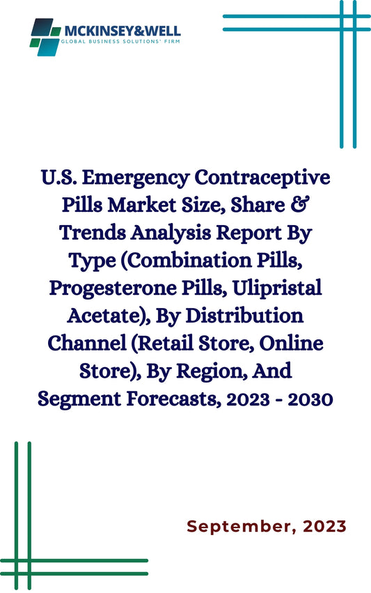 U.S. Emergency Contraceptive Pills Market Size, Share & Trends Analysis Report By Type (Combination Pills, Progesterone Pills, Ulipristal Acetate), By Distribution Channel (Retail Store, Online Store), By Region, And Segment Forecasts, 2023 - 2030