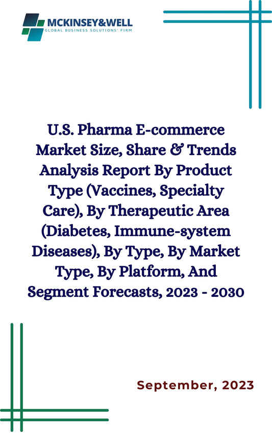 U.S. Pharma E-commerce Market Size, Share & Trends Analysis Report By Product Type (Vaccines, Specialty Care), By Therapeutic Area (Diabetes, Immune-system Diseases), By Type, By Market Type, By Platform, And Segment Forecasts, 2023 - 2030