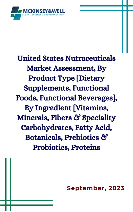 United States Nutraceuticals Market Assessment, By Product Type [Dietary Supplements, Functional Foods, Functional Beverages], By Ingredient [Vitamins, Minerals, Fibers & Speciality Carbohydrates, Fatty Acid, Botanicals, Prebiotics & Probiotics, Proteins