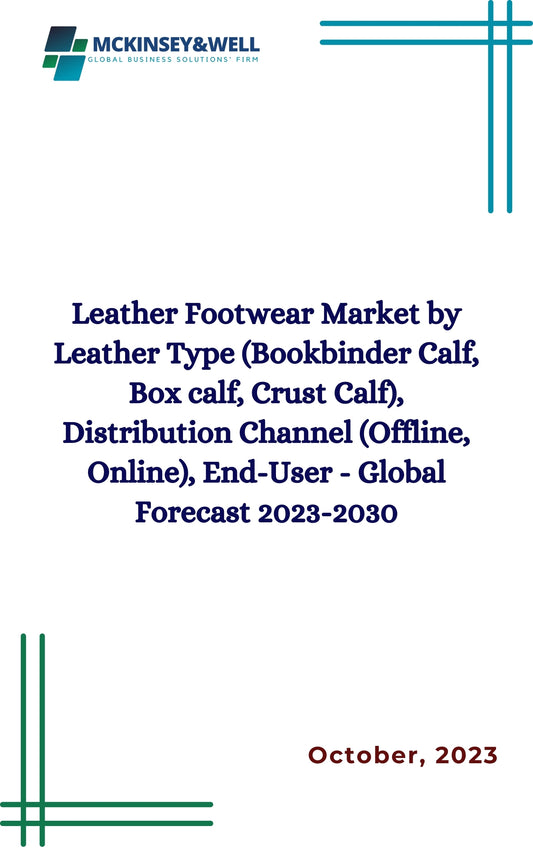 Leather Footwear Market by Leather Type (Bookbinder Calf, Box calf, Crust Calf), Distribution Channel (Offline, Online), End-User - Global Forecast 2023-2030