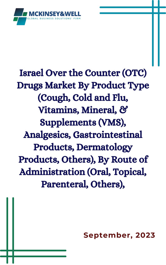 Israel Over the Counter (OTC) Drugs Market By Product Type (Cough, Cold and Flu, Vitamins, Mineral, & Supplements (VMS), Analgesics, Gastrointestinal Products, Dermatology Products, Others), By Route of Administration (Oral, Topical, Parenteral, Others),