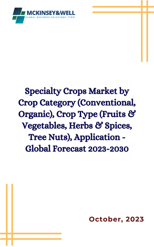 Specialty Crops Market by Crop Category (Conventional, Organic), Crop Type (Fruits & Vegetables, Herbs & Spices, Tree Nuts), Application - Global Forecast 2023-2030