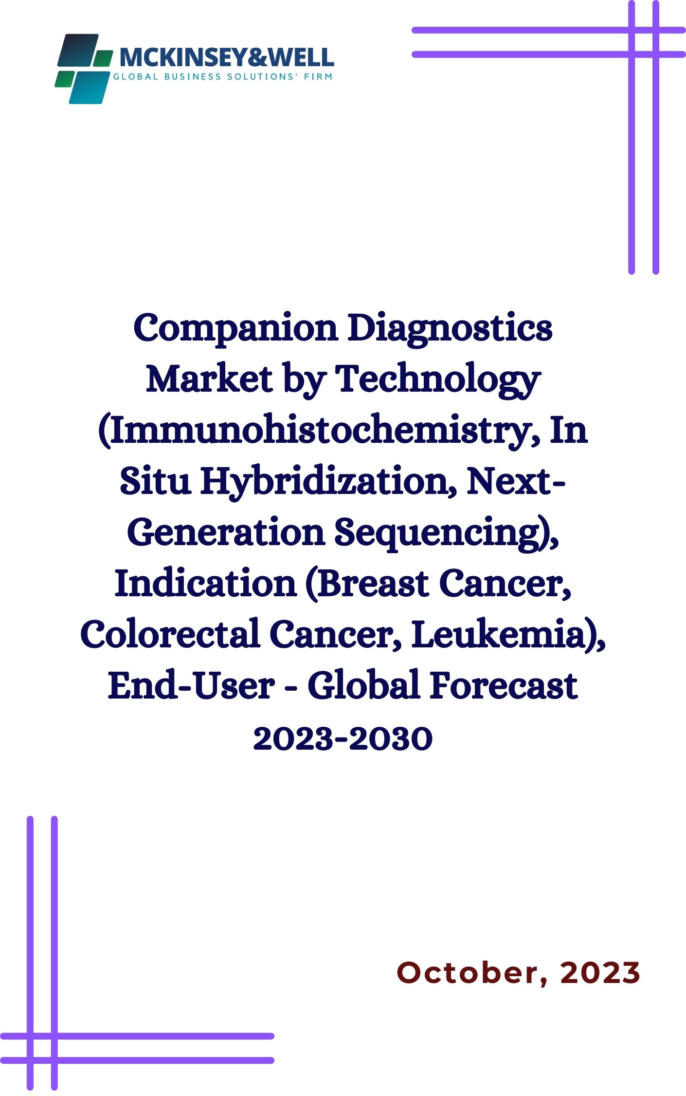 Companion Diagnostics Market by Technology (Immunohistochemistry, In Situ Hybridization, Next-Generation Sequencing), Indication (Breast Cancer, Colorectal Cancer, Leukemia), End-User - Global Forecast 2023-2030