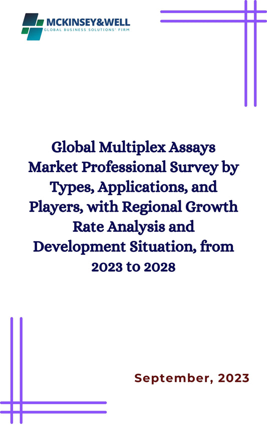 Global Multiplex Assays Market Professional Survey by Types, Applications, and Players, with Regional Growth Rate Analysis and Development Situation, from 2023 to 2028