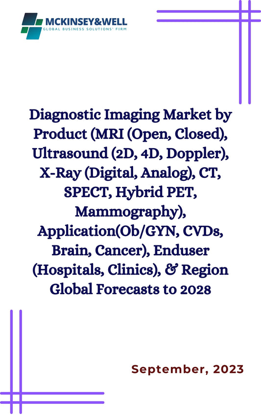 Diagnostic Imaging Market by Product (MRI (Open, Closed), Ultrasound (2D, 4D, Doppler), X-Ray (Digital, Analog), CT, SPECT, Hybrid PET, Mammography), Application(Ob/GYN, CVDs, Brain, Cancer), Enduser (Hospitals, Clinics), & Region Global Forecasts to 2028