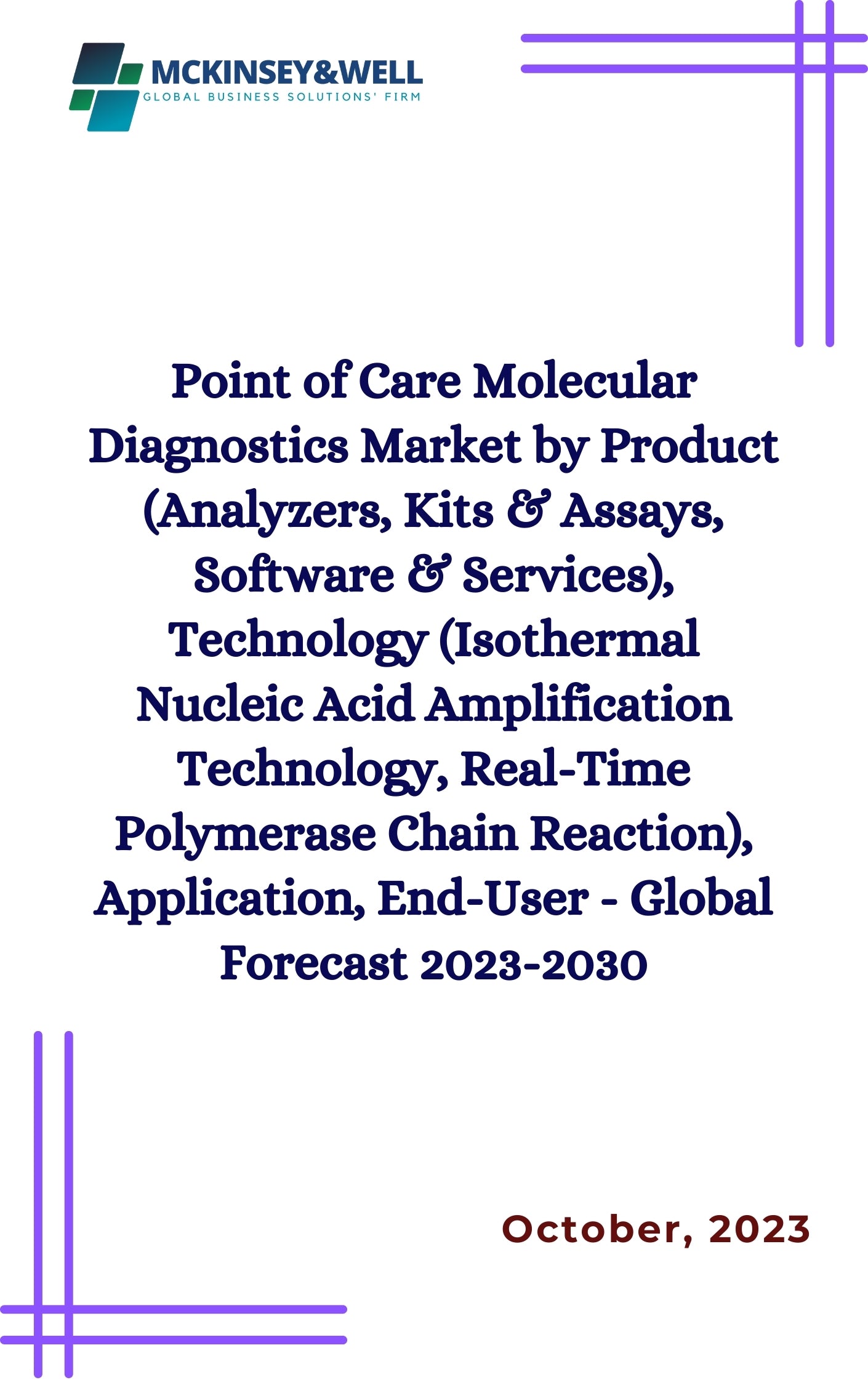 Point of Care Molecular Diagnostics Market by Product (Analyzers, Kits & Assays, Software & Services), Technology (Isothermal Nucleic Acid Amplification Technology, Real-Time Polymerase Chain Reaction), Application, End-User - Global Forecast 2023-2030