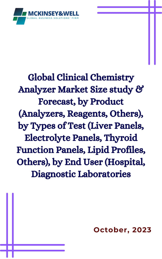 Global Clinical Chemistry Analyzer Market Size study & Forecast, by Product (Analyzers, Reagents, Others), by Types of Test (Liver Panels, Electrolyte Panels, Thyroid Function Panels, Lipid Profiles, Others), by End User (Hospital, Diagnostic Laboratories