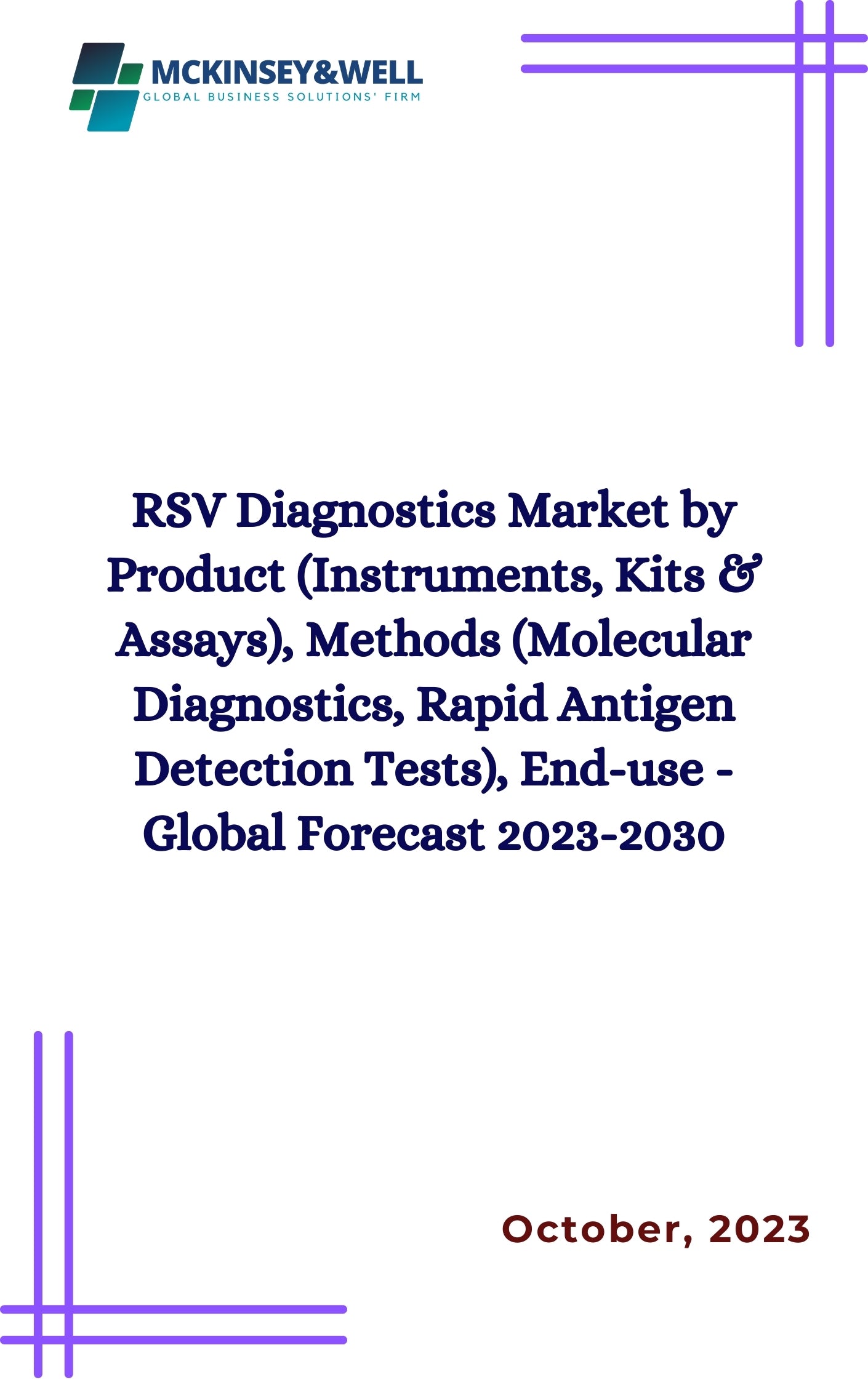 RSV Diagnostics Market by Product (Instruments, Kits & Assays), Methods (Molecular Diagnostics, Rapid Antigen Detection Tests), End-use - Global Forecast 2023-2030