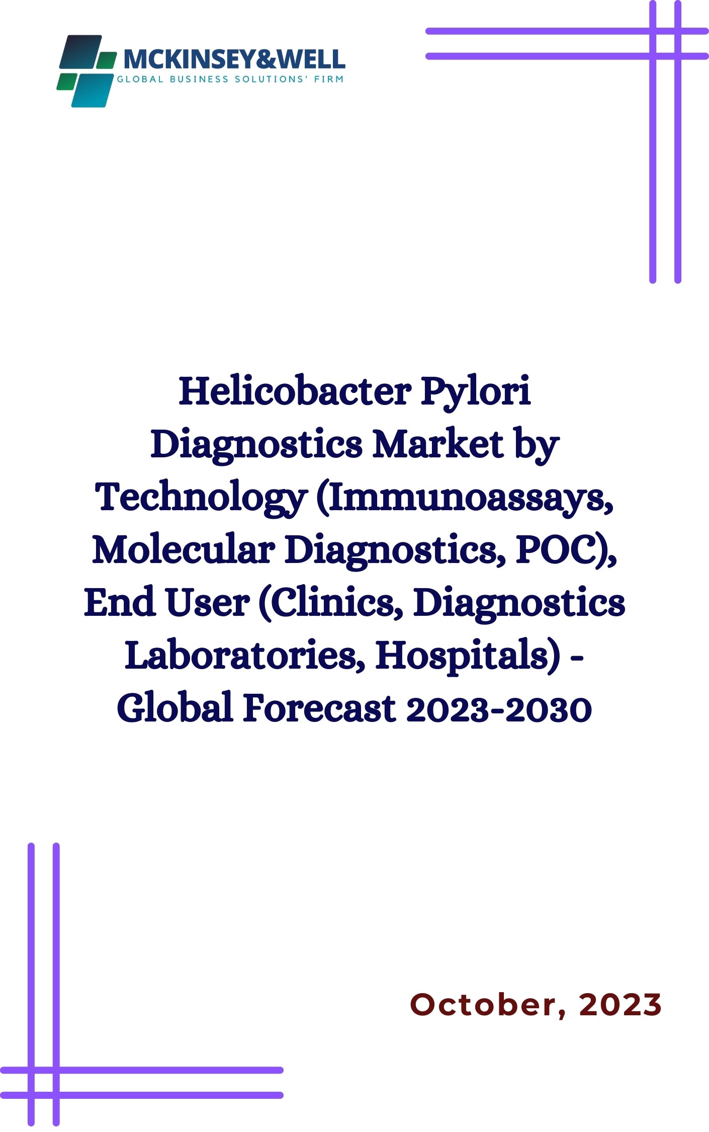 Helicobacter Pylori Diagnostics Market by Technology (Immunoassays, Molecular Diagnostics, POC), End User (Clinics, Diagnostics Laboratories, Hospitals) - Global Forecast 2023-2030