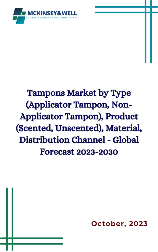 Tampons Market by Type (Applicator Tampon, Non-Applicator Tampon), Product (Scented, Unscented), Material, Distribution Channel - Global Forecast 2023-2030