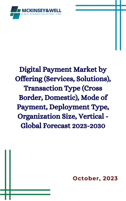 Digital Payment Market by Offering (Services, Solutions), Transaction Type (Cross Border, Domestic), Mode of Payment, Deployment Type, Organization Size, Vertical - Global Forecast 2023-2030