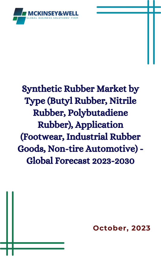 Synthetic Rubber Market by Type (Butyl Rubber, Nitrile Rubber, Polybutadiene Rubber), Application (Footwear, Industrial Rubber Goods, Non-tire Automotive) - Global Forecast 2023-2030