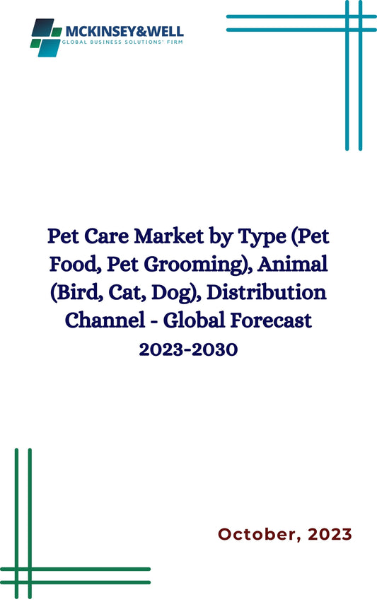 Pet Care Market by Type (Pet Food, Pet Grooming), Animal (Bird, Cat, Dog), Distribution Channel - Global Forecast 2023-2030