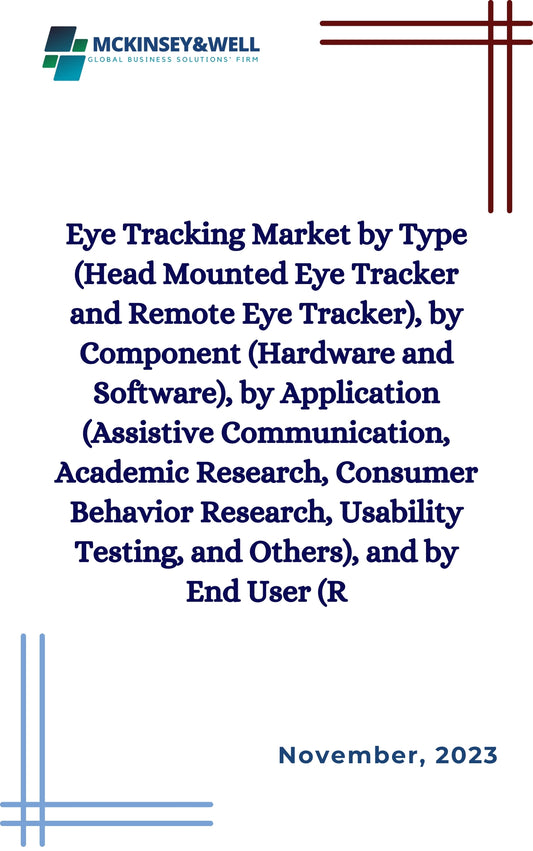 Eye Tracking Market by Type (Head Mounted Eye Tracker and Remote Eye Tracker), by Component (Hardware and Software), by Application (Assistive Communication, Academic Research, Consumer Behavior Research, Usability Testing, and Others), and by End User (R