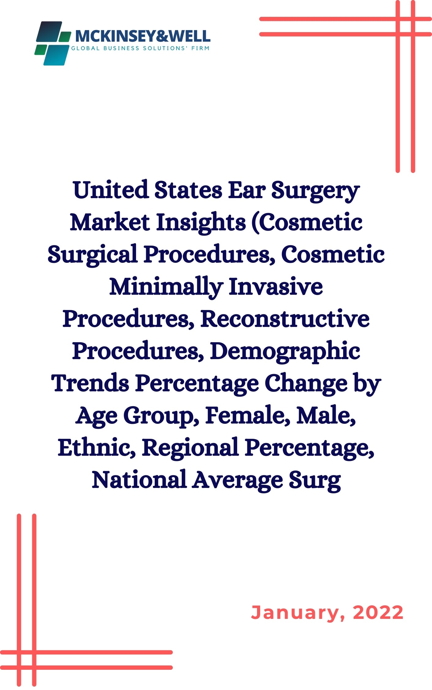 United States Ear Surgery Market Insights (Cosmetic Surgical Procedures, Cosmetic Minimally Invasive Procedures, Reconstructive Procedures, Demographic Trends Percentage Change by Age Group, Female, Male, Ethnic, Regional Percentage, National Average Surg