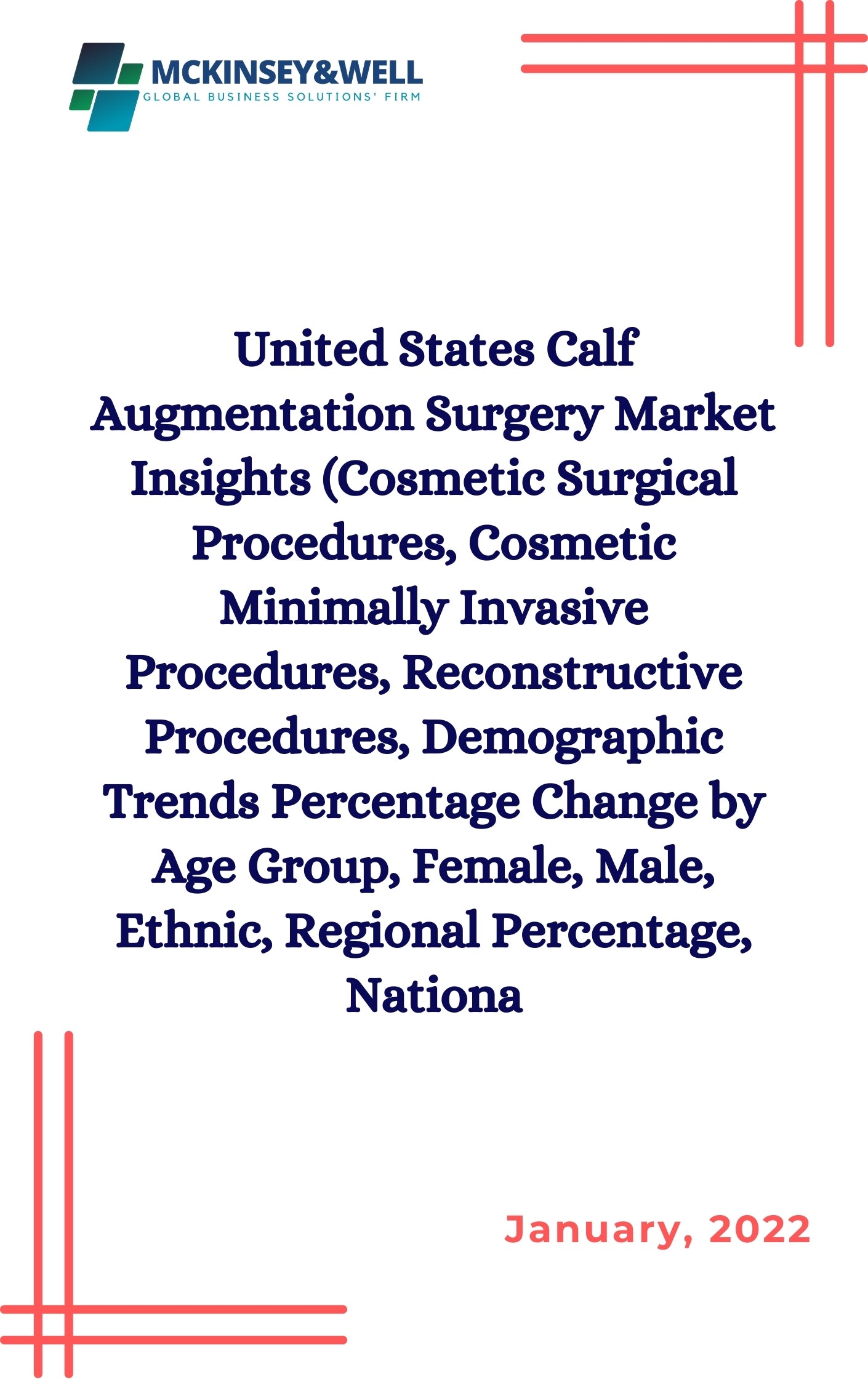 United States Calf Augmentation Surgery Market Insights (Cosmetic Surgical Procedures, Cosmetic Minimally Invasive Procedures, Reconstructive Procedures, Demographic Trends Percentage Change by Age Group, Female, Male, Ethnic, Regional Percentage, Nationa