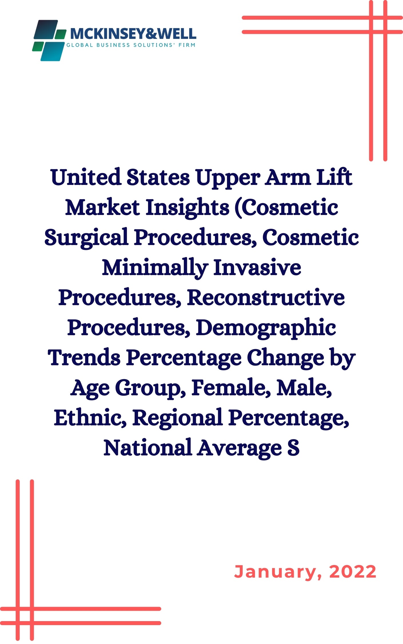 United States Upper Arm Lift Market Insights (Cosmetic Surgical Procedures, Cosmetic Minimally Invasive Procedures, Reconstructive Procedures, Demographic Trends Percentage Change by Age Group, Female, Male, Ethnic, Regional Percentage, National Average S