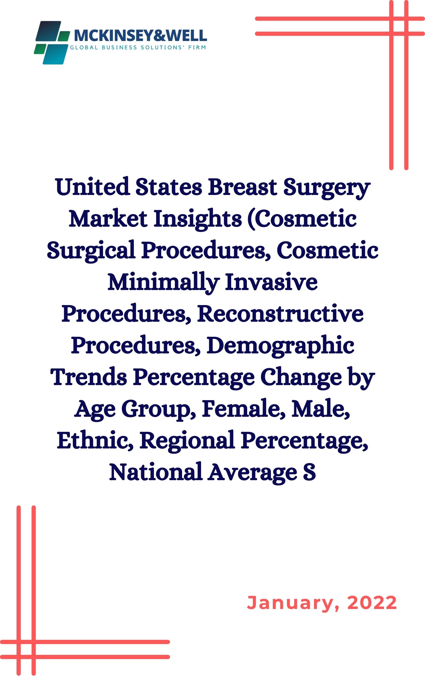 United States Breast Surgery Market Insights (Cosmetic Surgical Procedures, Cosmetic Minimally Invasive Procedures, Reconstructive Procedures, Demographic Trends Percentage Change by Age Group, Female, Male, Ethnic, Regional Percentage, National Average S