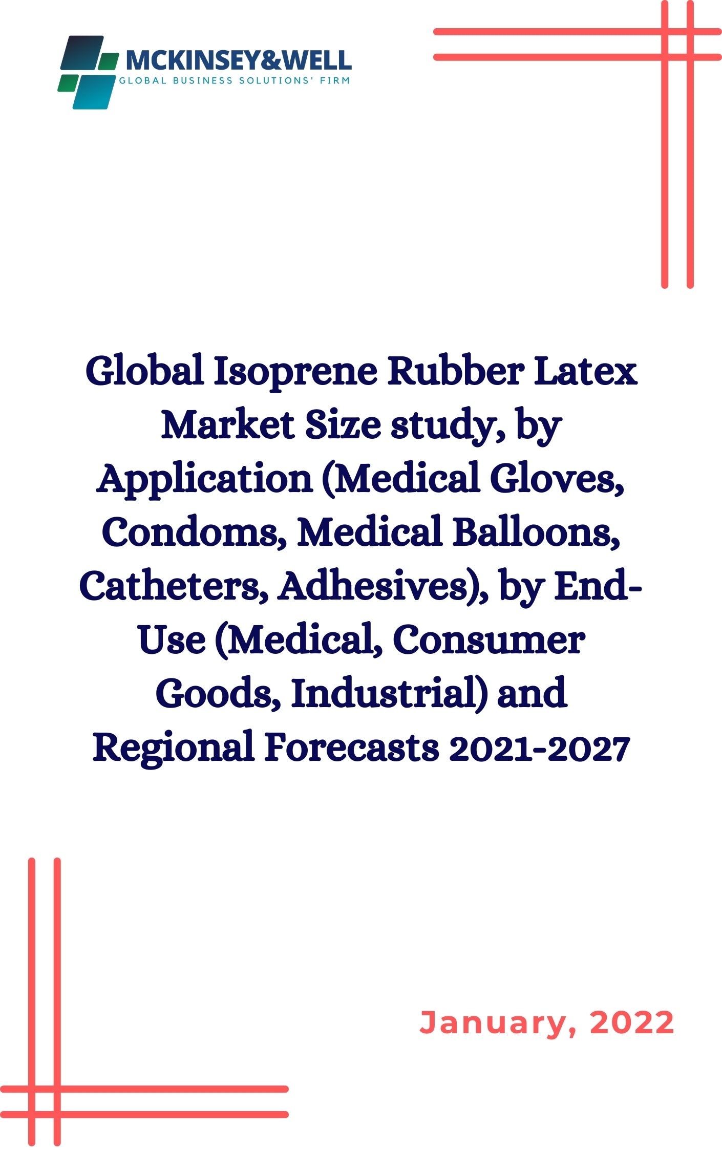 Global Isoprene Rubber Latex Market Size study, by Application (Medical Gloves, Condoms, Medical Balloons, Catheters, Adhesives), by End-Use (Medical, Consumer Goods, Industrial) and Regional Forecasts 2021-2027