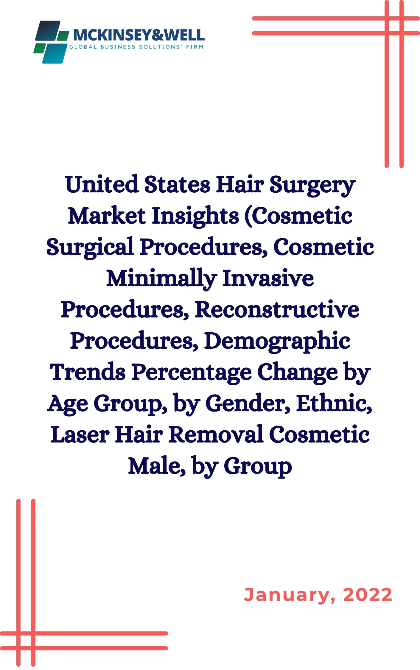 United States Hair Surgery Market Insights (Cosmetic Surgical Procedures, Cosmetic Minimally Invasive Procedures, Reconstructive Procedures, Demographic Trends Percentage Change by Age Group, by Gender, Ethnic, Laser Hair Removal Cosmetic Male, by Group