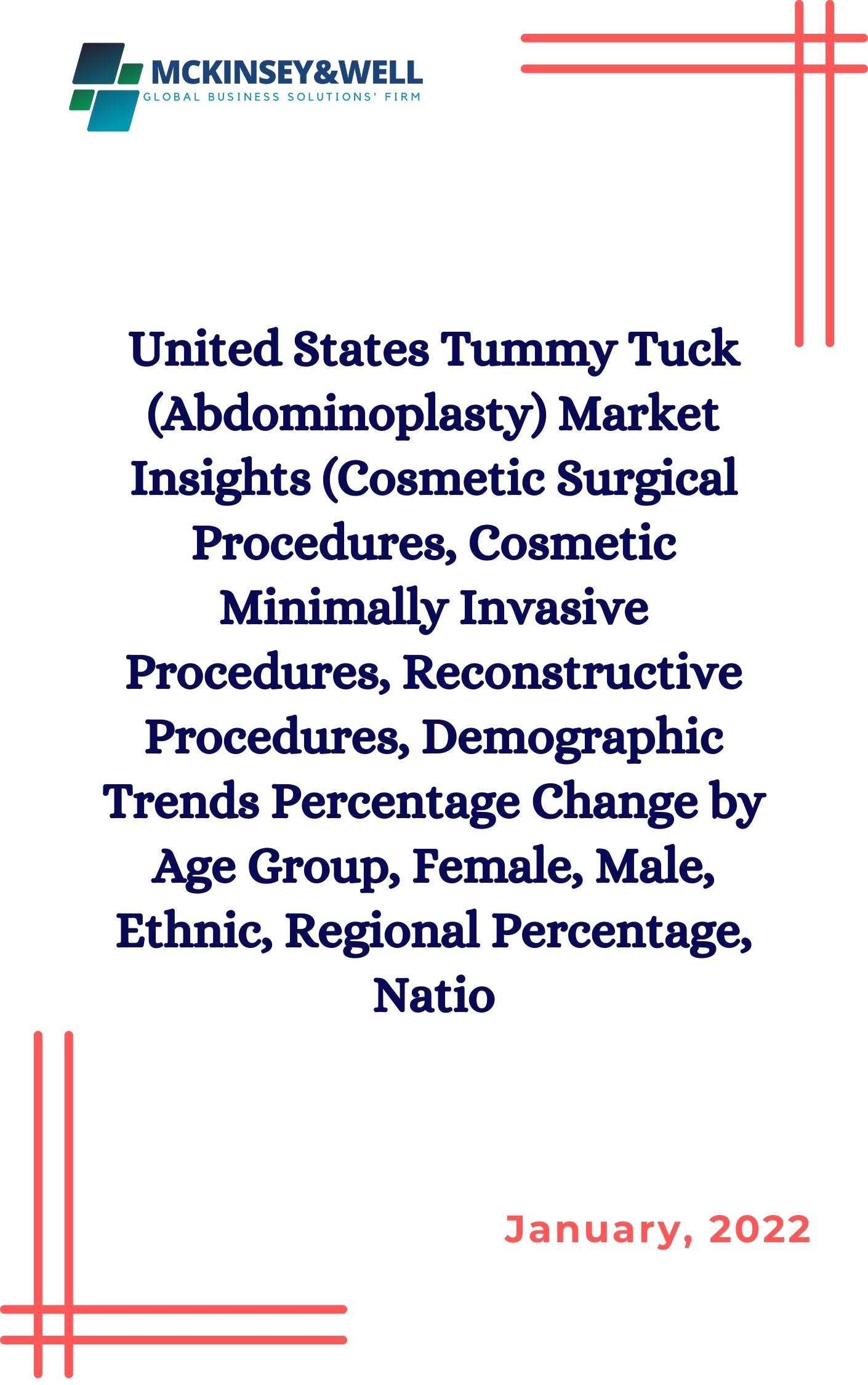 United States Tummy Tuck (Abdominoplasty) Market Insights (Cosmetic Surgical Procedures, Cosmetic Minimally Invasive Procedures, Reconstructive Procedures, Demographic Trends Percentage Change by Age Group, Female, Male, Ethnic, Regional Percentage, Natio