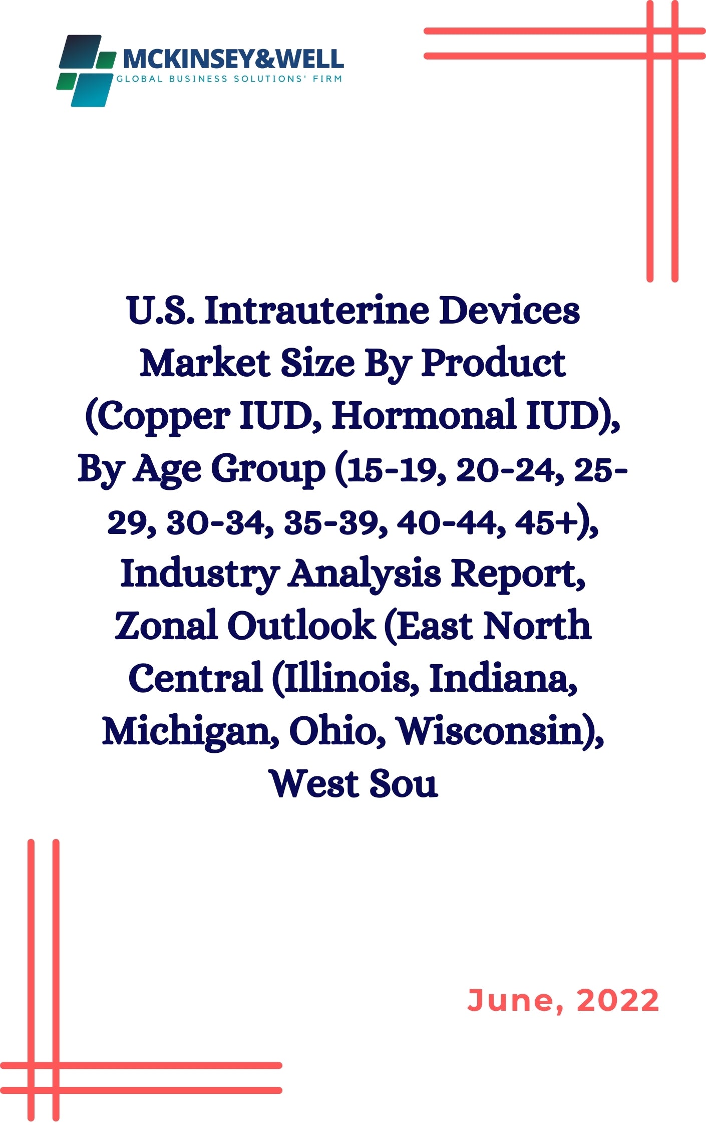 U.S. Intrauterine Devices Market Size By Product (Copper IUD, Hormonal IUD), By Age Group (15-19, 20-24, 25-29, 30-34, 35-39, 40-44, 45+), Industry Analysis Report, Zonal Outlook (East North Central (Illinois, Indiana, Michigan, Ohio, Wisconsin), West Sou