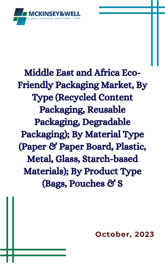 Middle East and Africa Eco-Friendly Packaging Market, By Type (Recycled Content Packaging, Reusable Packaging, Degradable Packaging); By Material Type (Paper & Paper Board, Plastic, Metal, Glass, Starch-based Materials); By Product Type (Bags, Pouches & S