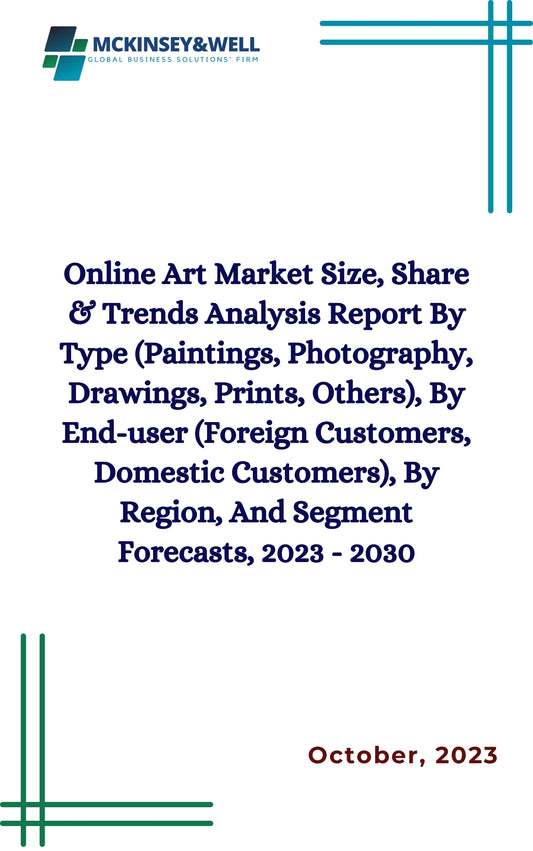 Online Art Market Size, Share & Trends Analysis Report By Type (Paintings, Photography, Drawings, Prints, Others), By End-user (Foreign Customers, Domestic Customers), By Region, And Segment Forecasts, 2023 - 2030