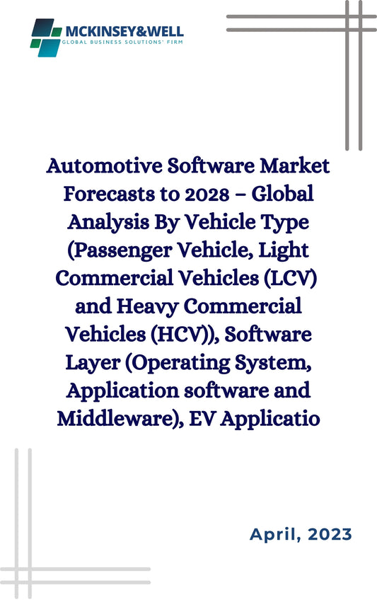 Automotive Software Market Forecasts to 2028 – Global Analysis By Vehicle Type (Passenger Vehicle, Light Commercial Vehicles (LCV)  and Heavy Commercial Vehicles (HCV)), Software Layer (Operating System, Application software and Middleware), EV Applicatio