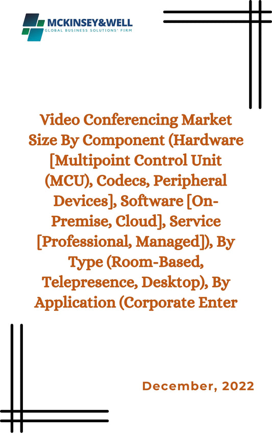 Video Conferencing Market Size By Component (Hardware [Multipoint Control Unit (MCU), Codecs, Peripheral Devices], Software [On-Premise, Cloud], Service [Professional, Managed]), By Type (Room-Based, Telepresence, Desktop), By Application (Corporate Enter