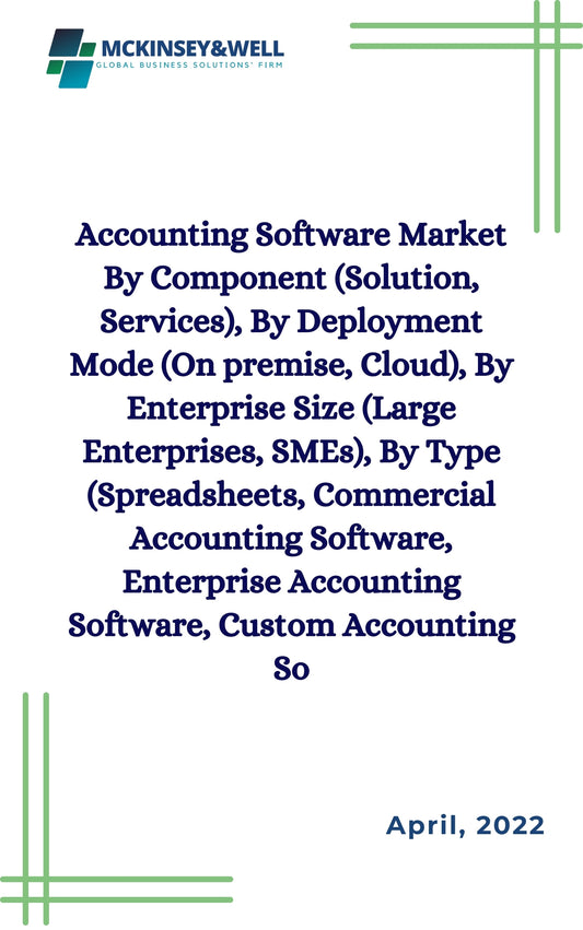 Accounting Software Market By Component (Solution, Services), By Deployment Mode (On premise, Cloud), By Enterprise Size (Large Enterprises, SMEs), By Type (Spreadsheets, Commercial Accounting Software, Enterprise Accounting Software, Custom Accounting So