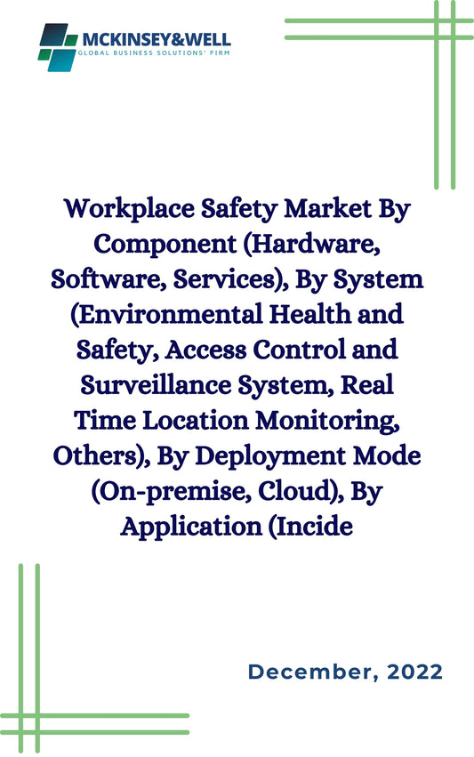 Workplace Safety Market By Component (Hardware, Software, Services), By System (Environmental Health and Safety, Access Control and Surveillance System, Real Time Location Monitoring, Others), By Deployment Mode (On-premise, Cloud), By Application (Incide