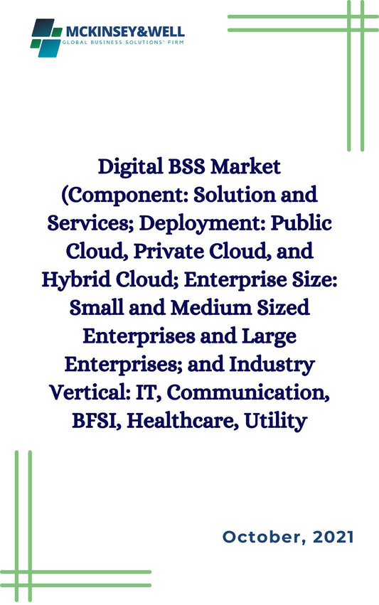 Digital BSS Market (Component: Solution and Services; Deployment: Public Cloud, Private Cloud, and Hybrid Cloud; Enterprise Size: Small and Medium Sized Enterprises and Large Enterprises; and Industry Vertical: IT, Communication, BFSI, Healthcare, Utility