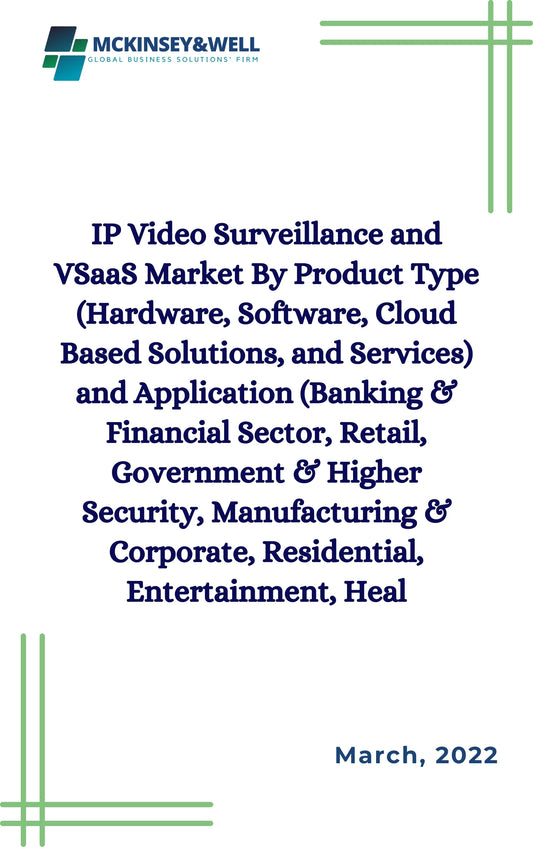 IP Video Surveillance and VSaaS Market By Product Type (Hardware, Software, Cloud Based Solutions, and Services) and Application (Banking & Financial Sector, Retail, Government & Higher Security, Manufacturing & Corporate, Residential, Entertainment, Heal