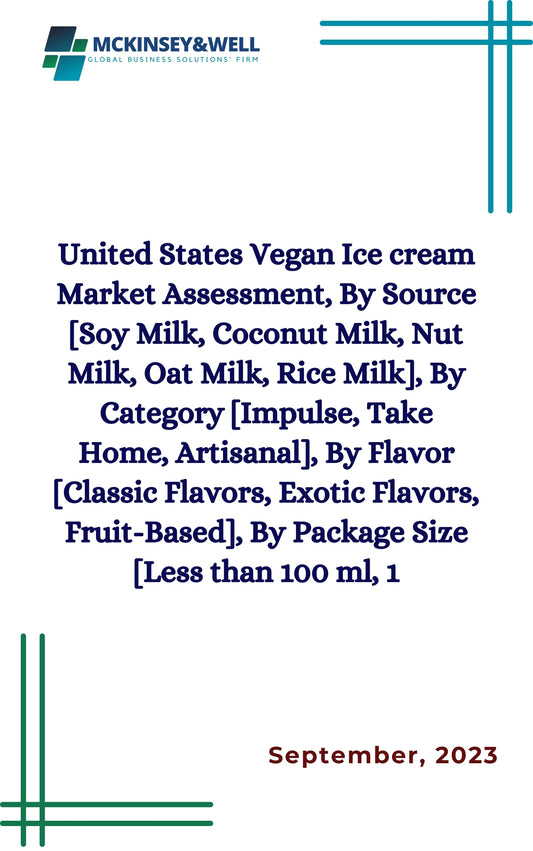 United States Vegan Ice cream Market Assessment, By Source [Soy Milk, Coconut Milk, Nut Milk, Oat Milk, Rice Milk], By Category [Impulse, Take Home, Artisanal], By Flavor [Classic Flavors, Exotic Flavors, Fruit-Based], By Package Size [Less than 100 ml, 1